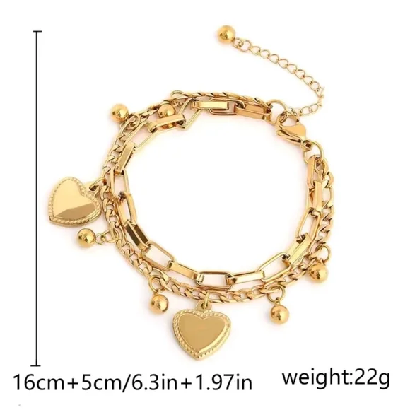 Gold Heart Charm Bracelet - Picture 3 of 4